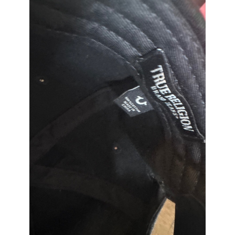 True Religion Mens Horseshoe Logo Snapback Baseball Hat Black Gold One Size - Picture 2 of 5